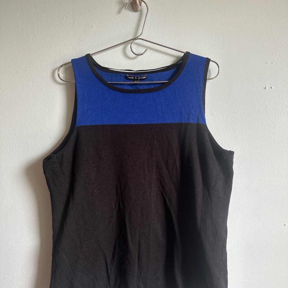 Cable and Gauge Black and Blue Women's Top